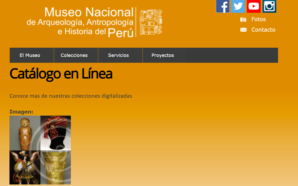 Preview of the Museo Nacional del Peru online collection page