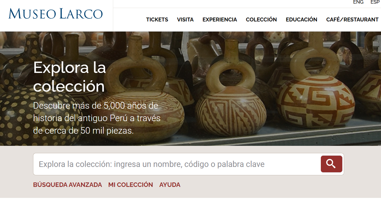 Preview of the Museo Larco online collection page