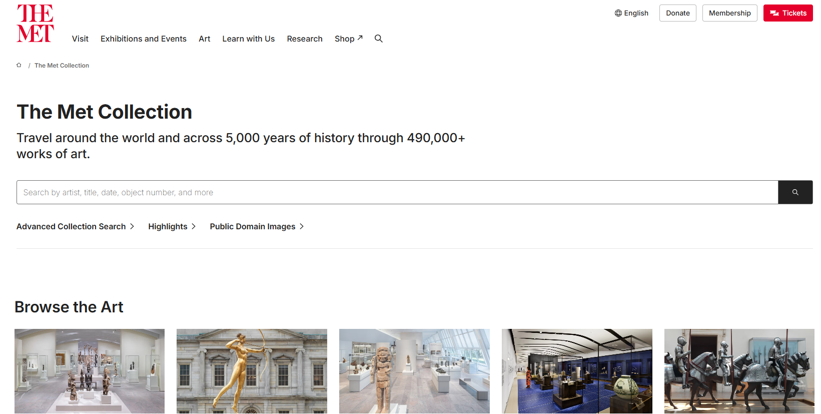 Preview of the Metropolitan online collection page
