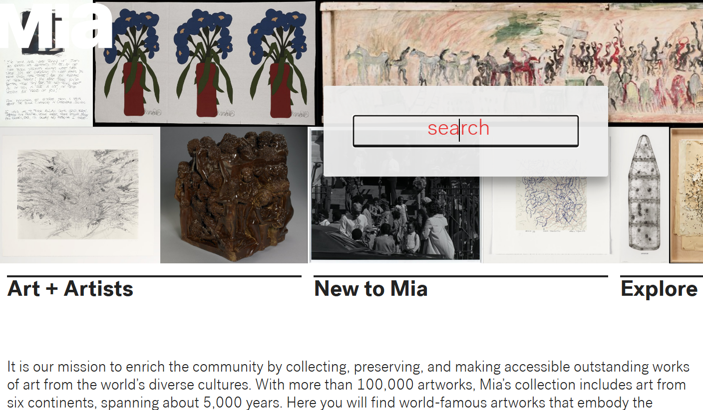 Preview of the MIA online collection page