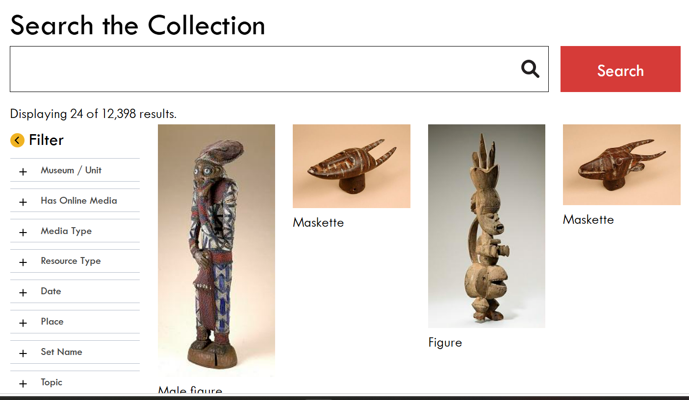 Preview of the NMAA online collection page